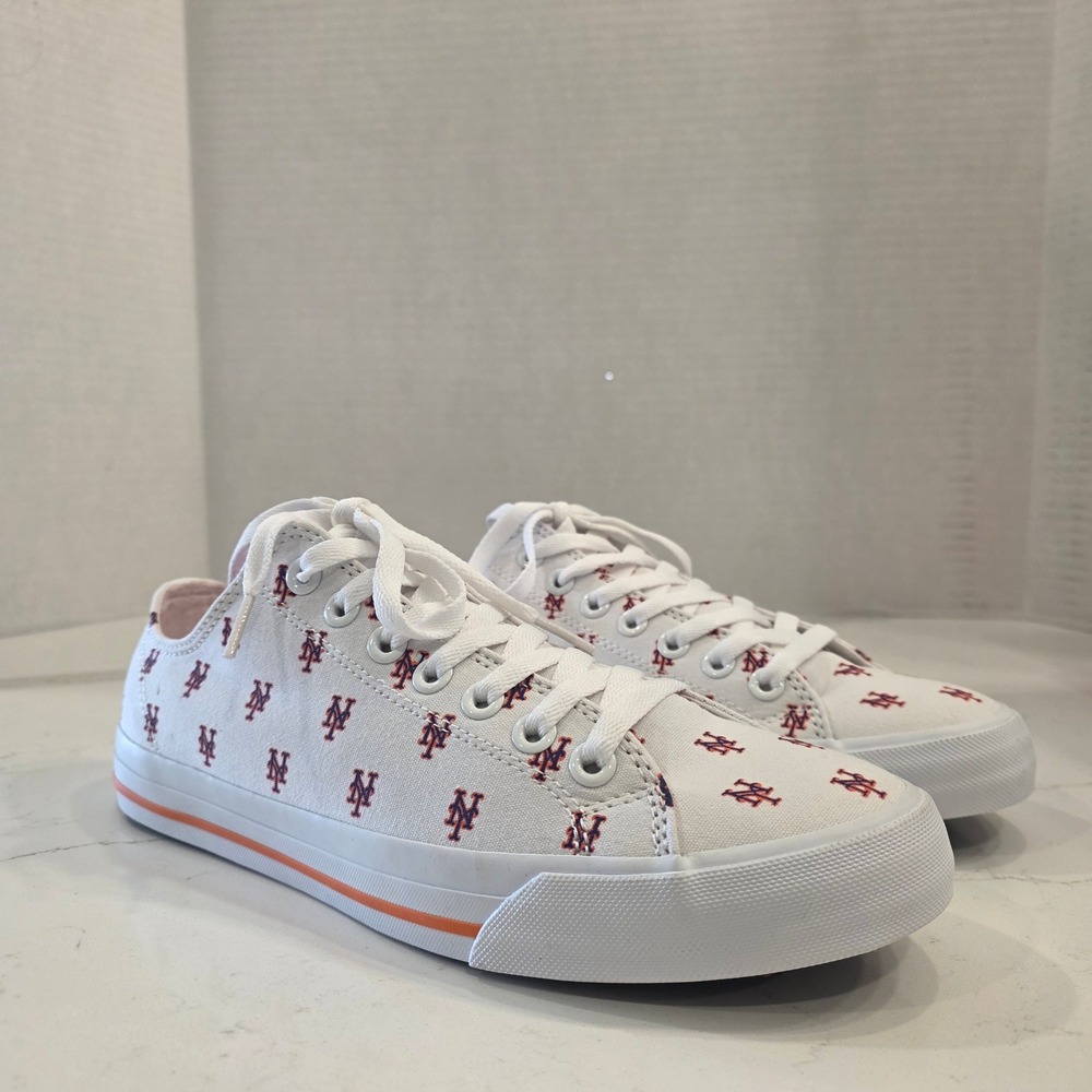 New York Mets MLB Canvas Sneakers White‎ Low Top Mens 8 Womens 9.5 Row One